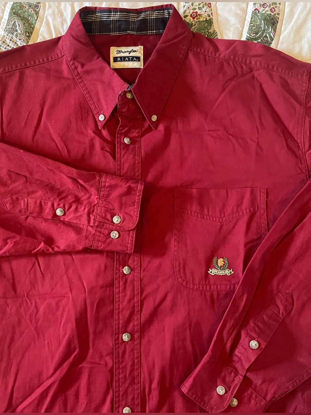 Vintage Wrangler Riata Burgundy Button-Down Shirt Western Size XXL